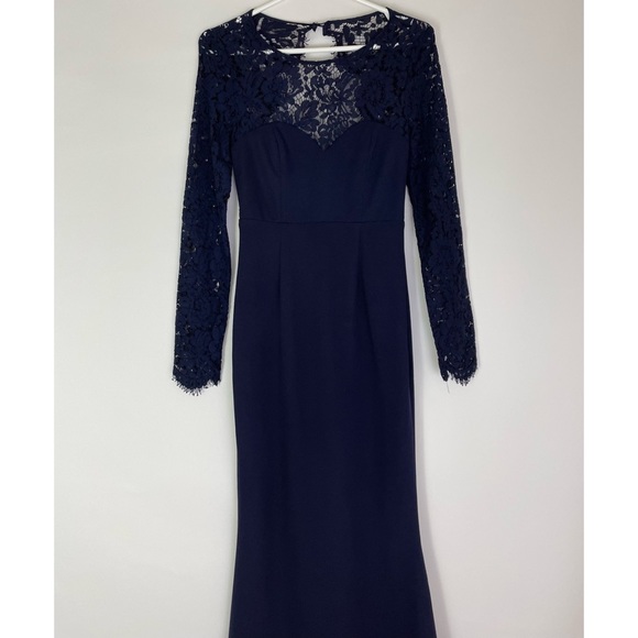 Lulus Whenever You Call Lace Open Back Maxi Dress Navy Size Small - Picture 3 of 8